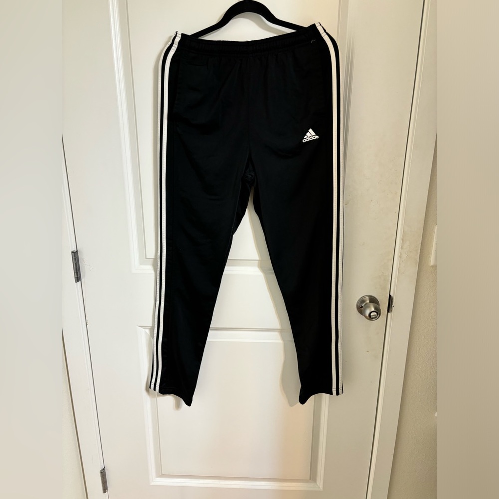 Adidas jogger pants white on black. 1/4 zip leg.